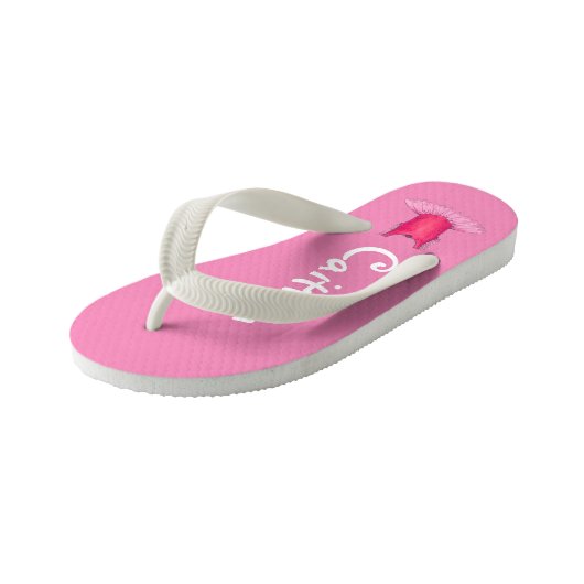 Personalisiertes rosa Ballett Tutu Ballerina Tanzg Kinderbadesandalen (Schrägansicht)