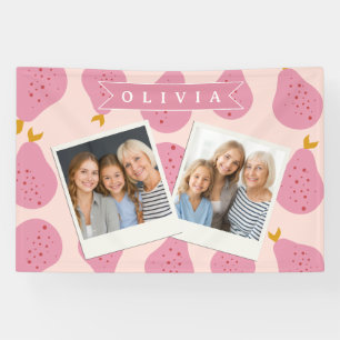 Personalisiertes Rosa Birnen Muster Süßes Mädchenh Banner