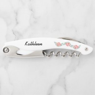 Personalisiertes rosa Blumen-Brautjungfer-Geschenk Kellnermesser