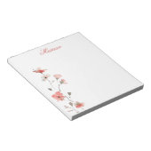 Personalisiertes rosa Blumen Notizbuch Notizblock (angewinkelt)