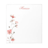 Personalisiertes rosa Blumen Notizbuch Notizblock (Vorderseite)
