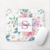 Personalisiertes rosa Blumenmonogramm Mousepad (Mit Mouse)