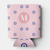 Personalisiertes Rosa Böser Blick Muster Monogramm Dosenkühler (Rückseite)