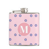 Personalisiertes Rosa Böser Blick Muster Monogramm Flachmann (Vorderseite)