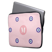 Personalisiertes Rosa Böser Blick Muster Monogramm Laptopschutzhülle (Vorderseite Links)