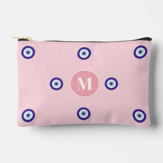 Personalisiertes Rosa Böser Blick Muster Monogramm Zubehörtasche