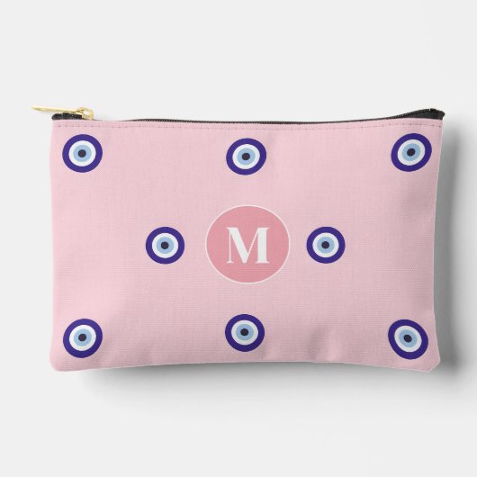 Personalisiertes Rosa Böser Blick Muster Monogramm Zubehörtasche (Vorderseite)