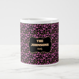 Personalisiertes rosa botanisches Familiennamensde Jumbo-Tasse