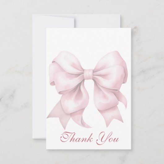 Personalisiertes rosa Bow-Brautparty Dankeskarte (Vorderseite)