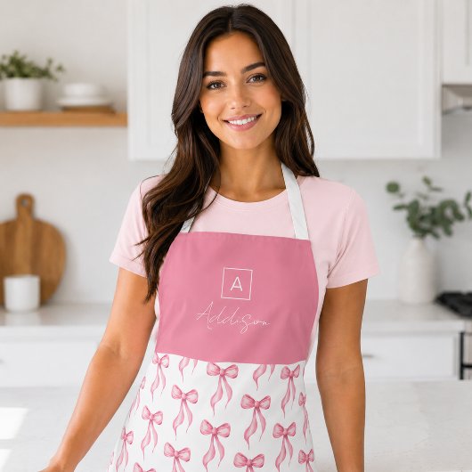 Personalisiertes rosa Bow Muster Schürze