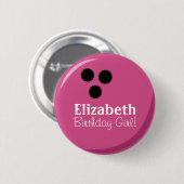 Personalisiertes Rosa Bowling Ball Geburtstagskind Button (Vorne & Hinten)