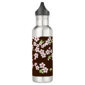 Personalisiertes Rosa/Brauner Dogwood Blossom Edelstahlflasche (Links)