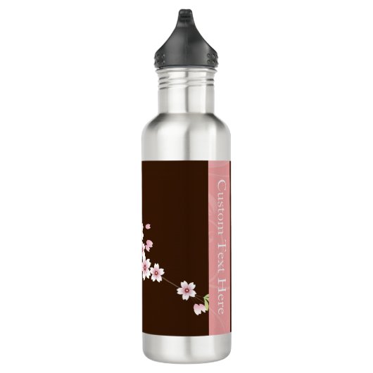 Personalisiertes Rosa/Brauner Dogwood Blossom Edelstahlflasche (Rechts)