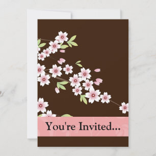 Personalisiertes Rosa/Brauner Dogwood Blossom Einladung