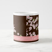 Personalisiertes Rosa/Brauner Dogwood Blossom Jumbo-Tasse (Vorderseite)