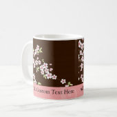 Personalisiertes Rosa/Brauner Dogwood Blossom Kaffeetasse (Vorderseite Links)