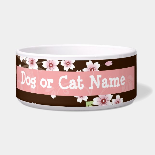 Personalisiertes Rosa/Brauner Dogwood Blossom Napf (Links)