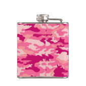 Personalisiertes rosa Camouflage-Muster Flachmann (Rückseite)