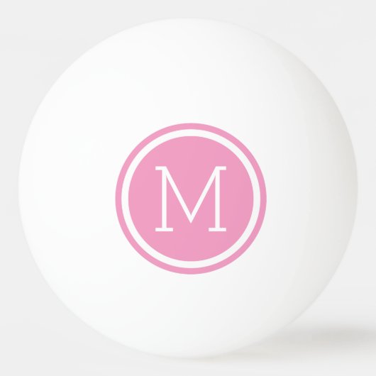 Personalisiertes rosa Circle Monogramm Tischtennisball (Vorderseite)