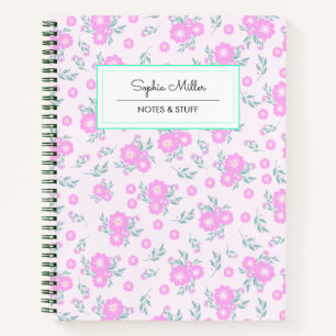 Personalisiertes rosa Coquette Floral Spiral Noteb Notizblock