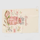 Personalisiertes rosa Coquette-Golf-Monogramm Golfhandtuch (Horizontal)