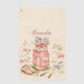 Personalisiertes rosa Coquette-Golf-Monogramm Golfhandtuch (Vorderseite)
