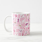 Personalisiertes rosa Cowgirl Schachbrettmuster Kaffeetasse (Links)