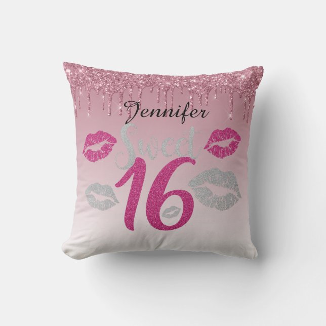 Personalisiertes Rosa des Bonbon-16 Kissen (Vorderseite)