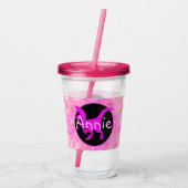 Personalisiertes rosa Dinosaurier-Hide Acryltrinkbecher (Rückseite)