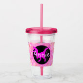 Personalisiertes rosa Dinosaurier-Hide Acryltrinkbecher (Vorderseite)