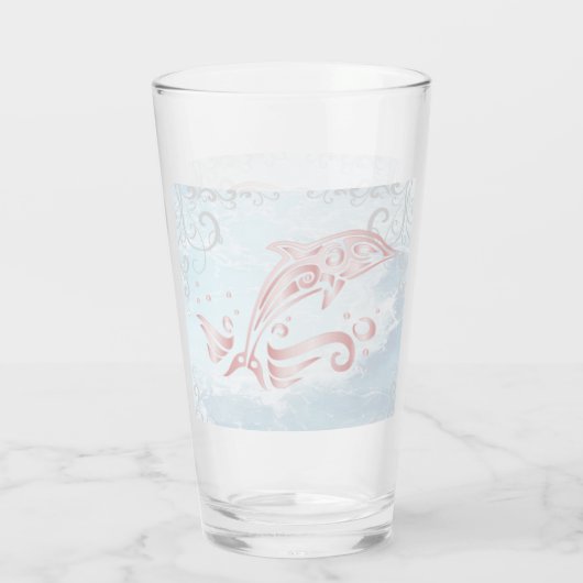 Personalisiertes Rosa Dolphin Glas (Rückseite)