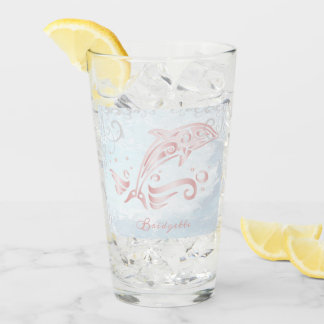 Personalisiertes Rosa Dolphin Glas