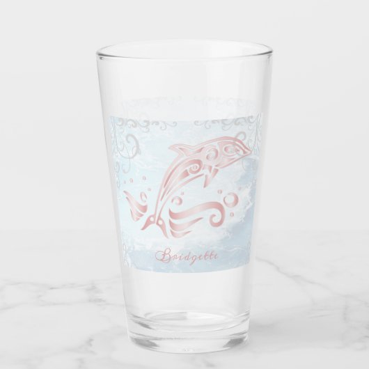 Personalisiertes Rosa Dolphin Glas (Vorderseite)