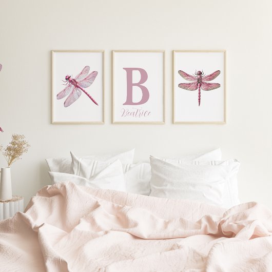 Personalisiertes Rosa Dragonfly Kinderzimmer Set d