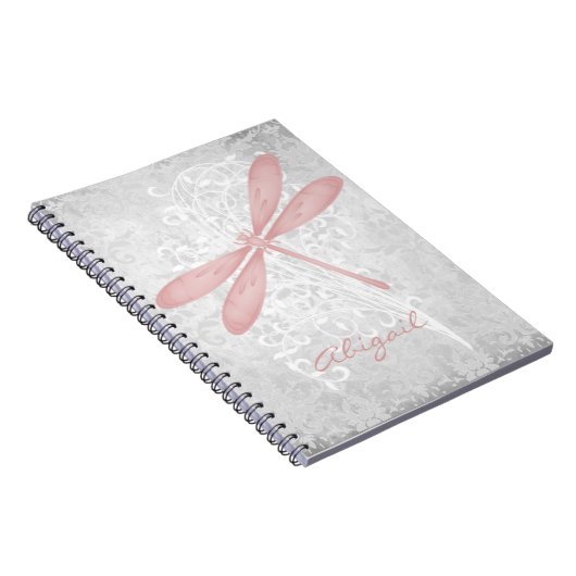 Personalisiertes rosa Dragonfly-Notebook Notizblock (Rechte Seite)
