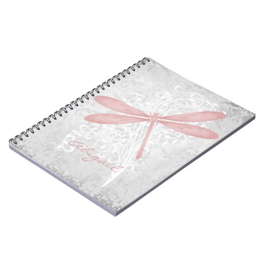 Personalisiertes rosa Dragonfly-Notebook Notizblock (Linke Seite)