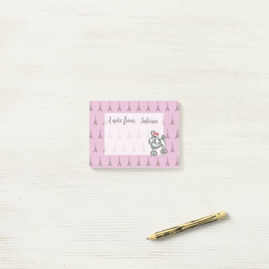 Personalisiertes rosa Eiffelturm - Editor Post-it Klebezettel (Auf Schreibtisch)