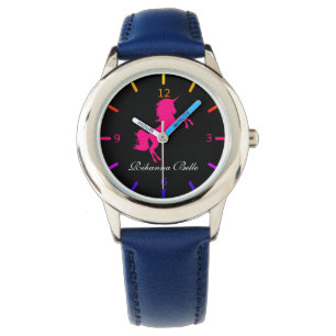 Personalisiertes Rosa Einhorn Armbanduhr