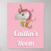 Personalisiertes Rosa Einhorn Girl's Room