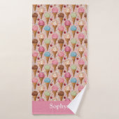 Personalisiertes rosa Eiscreme-Kinder Badehandtuch (Badehandtuch)