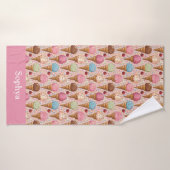 Personalisiertes rosa Eiscreme-Kinder Badehandtuch (Badehandtuch)