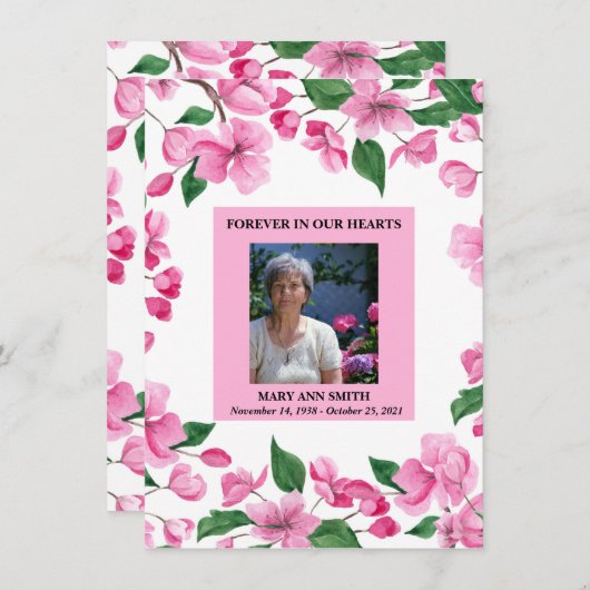 Personalisiertes rosa florales Beileid Danke Karte (Vorne/Hinten)