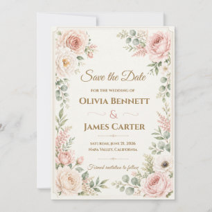 Personalisiertes Rosa Florales Wasserfarben-Muster Einladung