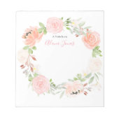 Personalisiertes Rosa florfarbenes Aquarell Notepa Notizblock (Vorderseite)