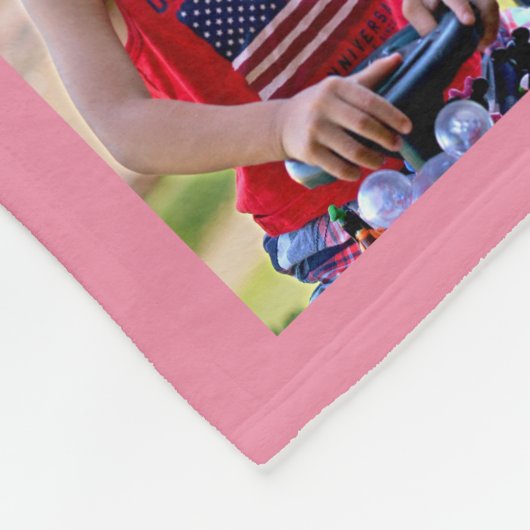 Personalisiertes rosa Fotolack Mit Monogramm Gesch Fleecedecke (Ecke)