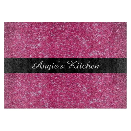 Personalisiertes rosa funkelnd schneidebrett (Vorderseite)