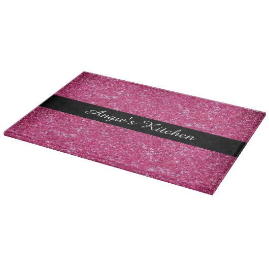 Personalisiertes rosa funkelnd schneidebrett (Ecke)