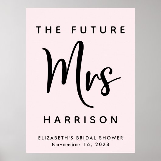 Personalisiertes Rosa für die zukünftige Mrs. Jung Poster (Vorne)