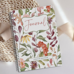 Personalisiertes rosa gelb grünes Blumenjournal  Notizblock