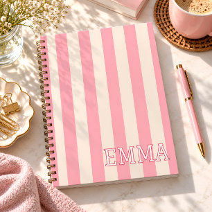 Personalisiertes rosa gestreiftes Notizbuch mit in Notizblock